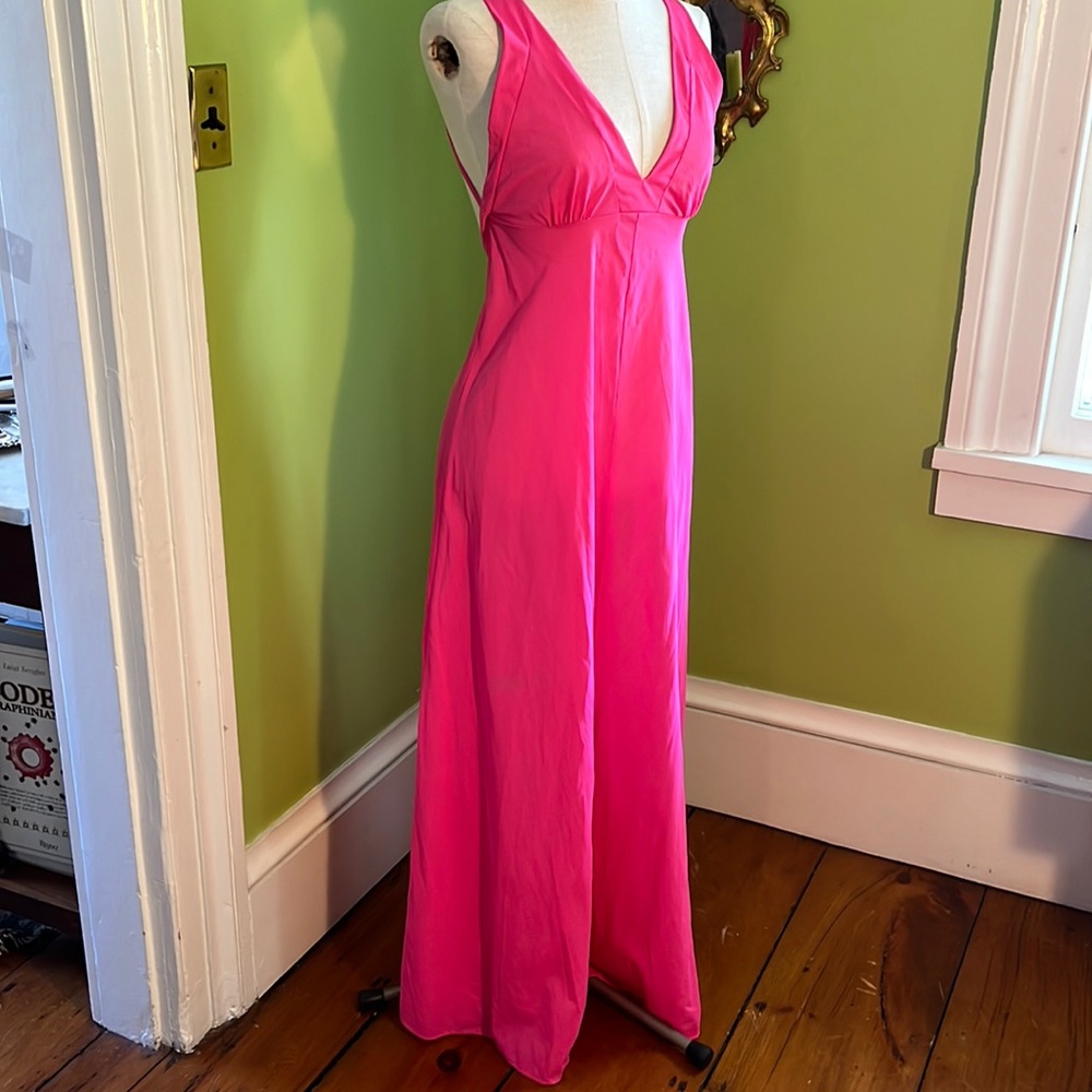 vintage 70s John Kloss hot pink halter nightgown